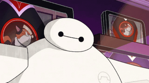 Big Hero 6 Cartoon Character With Cat In Capsule GIF