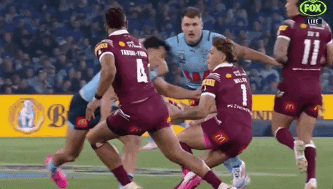 Big Hit Head On Collision Rugby Players GIF