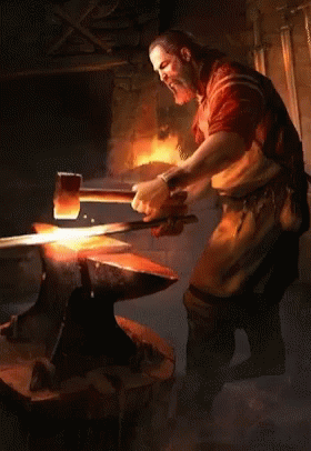 Big Man Pounding On Anvil GIF