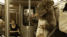 Big Mascot Rat Take Subway GIF