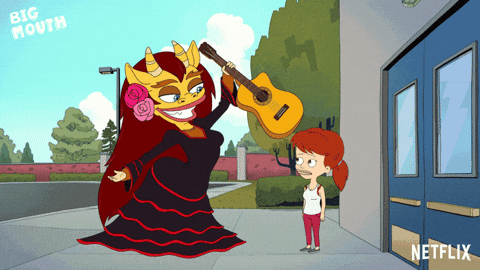 Big Mouth Connie The Monstress Playing Guitar GIF