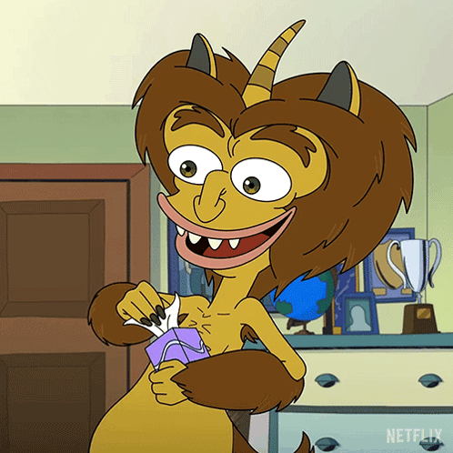 Big Mouth Hormone Monster Tossing Paper GIF