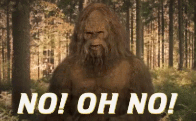 Bigfoot In Woods Saying No Oh No GIF