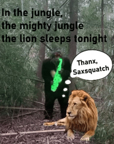 Bigfoot Saxophone Sasquatch Lion Meme GIF