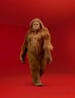 Bigfoot Walking Across Red Surface