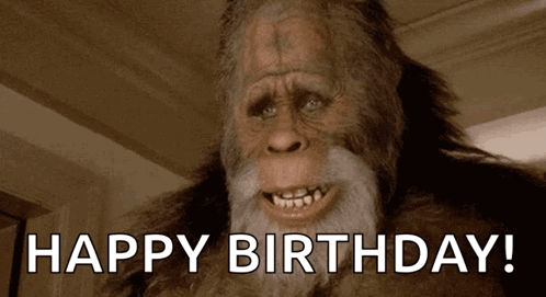 Bigfoot With Beard Saying Happy Birthday