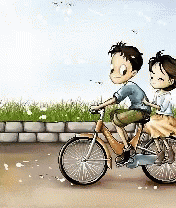 Cute Bike Riding Couple Animated Art GIF