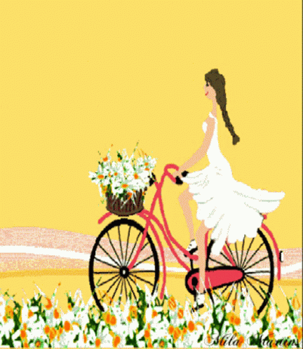 Bright Sunshine Bike Riding Mobile Art GIF