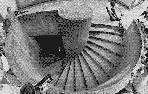 Bike Riding Down The Stairs GIF