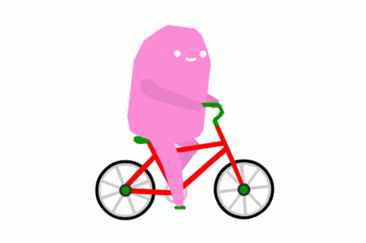 Bike Riding Pink Monster GIF