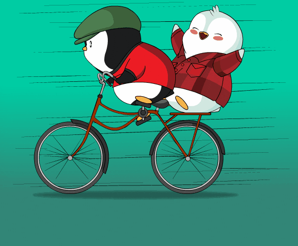 Biking Penguin Cycling Fun GIF