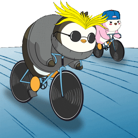 Biking Penguin Race GIF