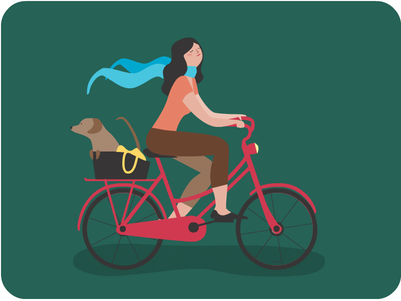 Biking Woman And Dog GIF
