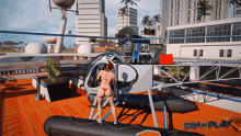 Bikini Woman Get Inside Helicopter Pilot Animation GIF