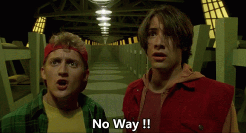 Bill And Ted Shouting No Way GIF