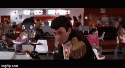 Bill And Ted Sliding In Bowling Rink GIF