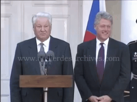 Bill Clinton Laughing Boris Yeltsin GIF