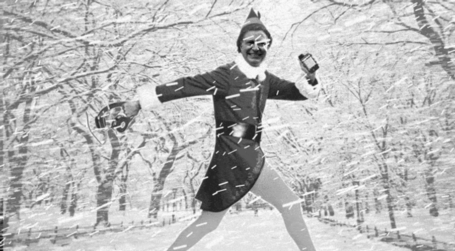 Bill De Blasio Elf Walking In Snow Storm GIF