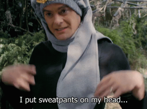 Bill Hader Has Sweatpants On Head GIF