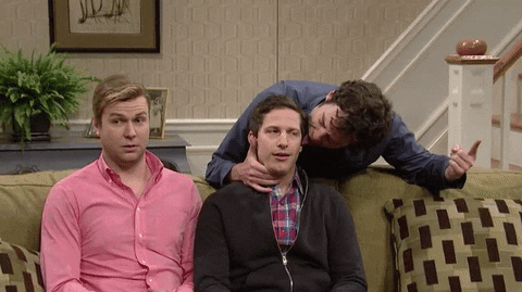 Bill Hader Licking Andy Samberg GIF