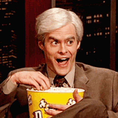 Bill Hader Snl Excitedly Eating Popcorn Meme GIF