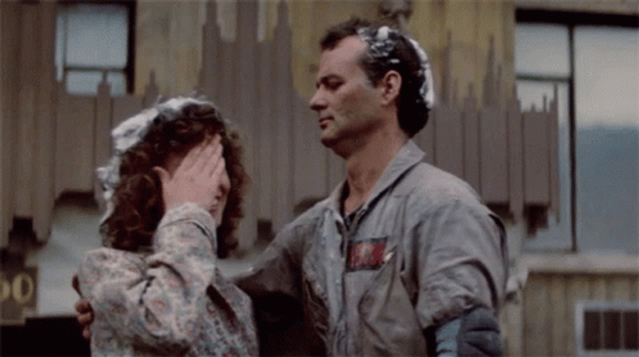 Bill Murray Kissing Sigourney Weaver GIF
