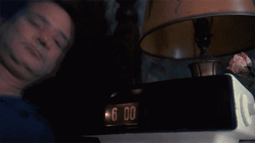 Bill Murray Smashing Alarm Clock GIF