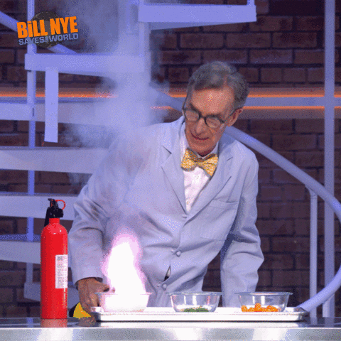 Bill Nye Looking Up At Smoke GIF