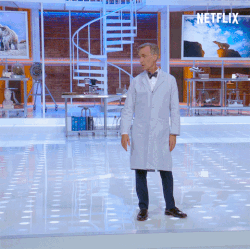 Bill Nye With Dinosaur Mascot GIF
