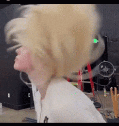 Billie Eilish Blonde Hair Flip GIF