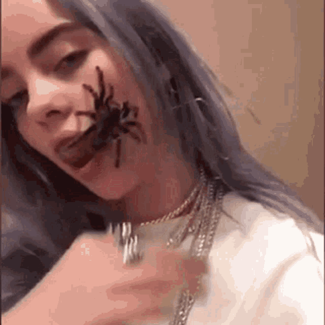 Billie Eilish With Spider GIF
