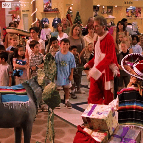 Billy Bob Thornton Drunk Santa Falling On Gifts GIF