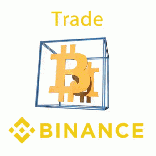Binance Logo Cube With Two Bitcoins Inside GIF