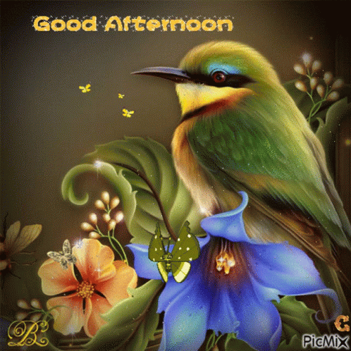 Bird And Flowers Good Afternoon GIF