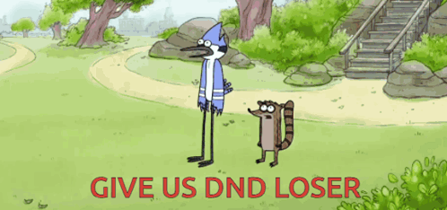 Bird and Raccoon Say Give Us Dnd Loser in Red
