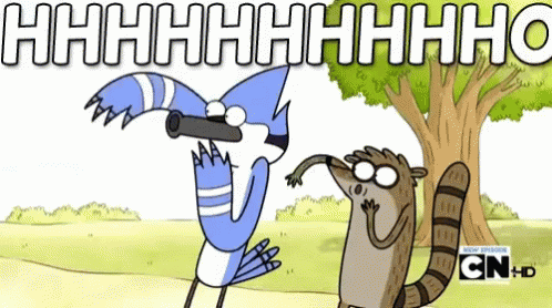 Bird and Raccoon With Tree Saying Hhhhhhhhh