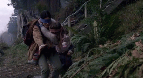 Bird Box Searching Blind Folded GIF