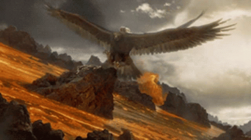 Bird Flying Over Mountain Painting