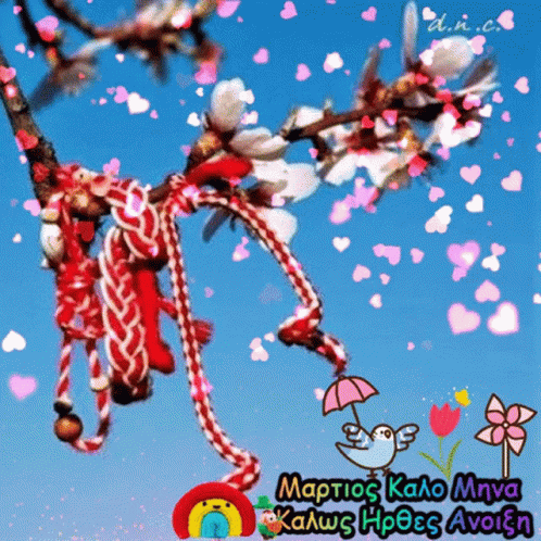 Bird Holding Umbrella Under Falling Hearts
