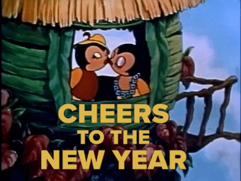 Bird Kissing On New Year GIF