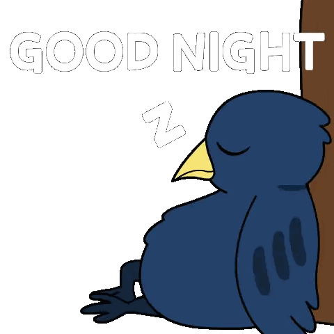 Bird Leaning Against Tree Good Night