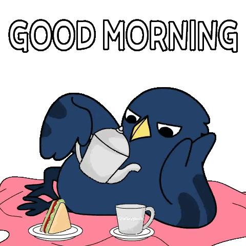 Bird Pouring Tea With Good Morning