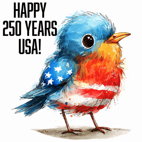 Bird Saying Happy 250 Years USA