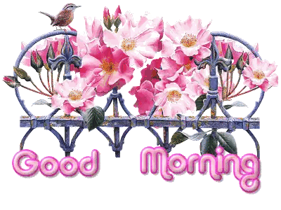 Bird Sitting on Fence with Pink Flowers