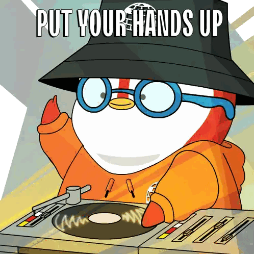 Bird Wearing Hat and Glasses Playing Record