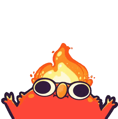 Bird with Glasses and Flaming Head