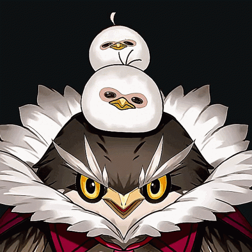 Bird With Two Birds On Top GIF