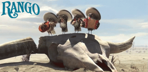 Birds on Cow Skull Rango