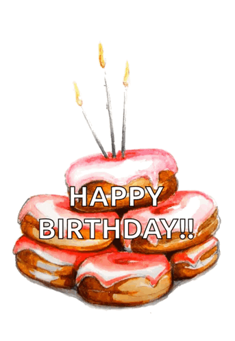 Birthday Cake Made of Donuts Saying Happy Birthday