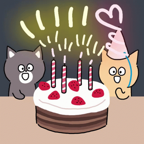 Birthday Cake Of Cat Birthday Twins GIF